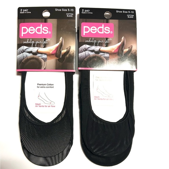 peds Accessories - Peds Woman’s Cotton Blend Liners Black 4 Pairs shoe Size 5-10 NEW